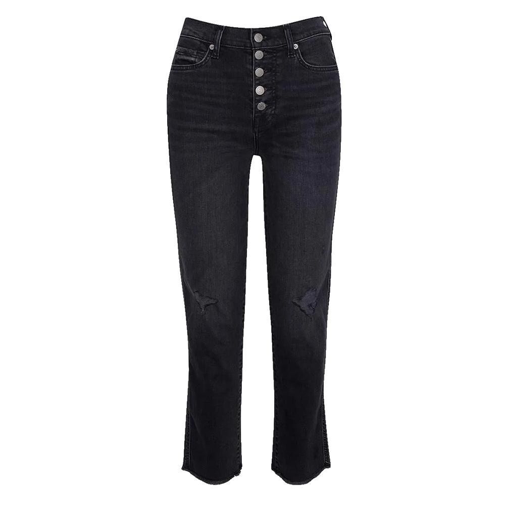 7 For All Mankind High Waist Cropped Straight Black Women's Denim Jeans (Size31)